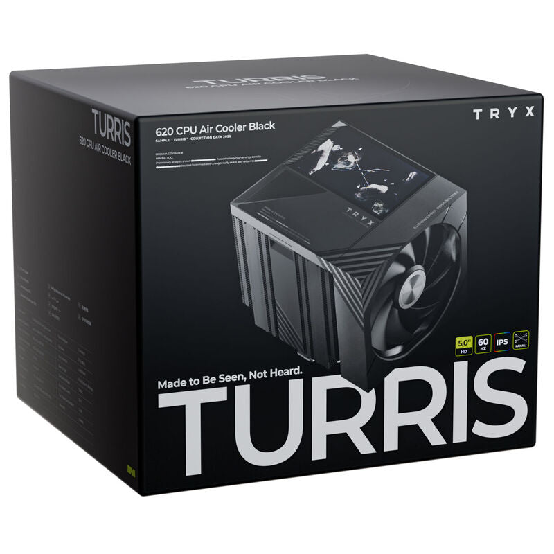 TRYX TURRIS T620 CPU-kjøler dobbelttårn 5" skjerm 120 mm svart - TRYX
