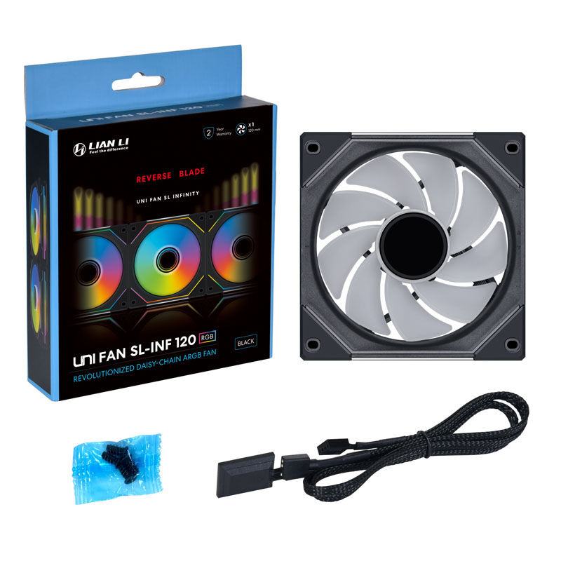 Lian Li UNI FAN SL-INF 120 Reverse Blade ARGB PWM vifte 3-pakning - Lian Li