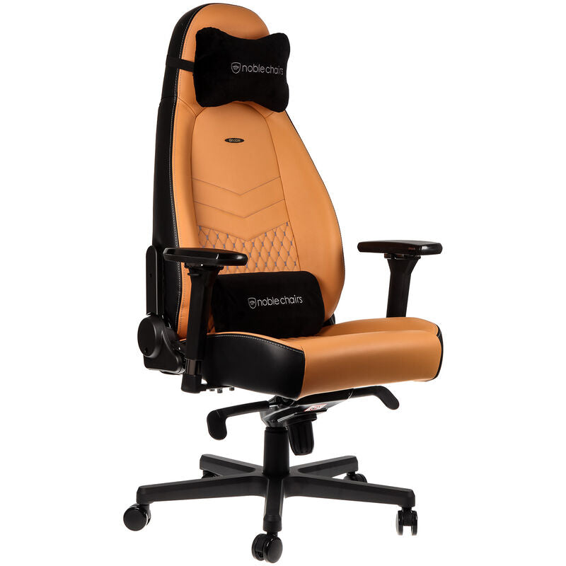 noblechairs ICON gamingstol ekte skinn cognac/svart 4D - noblechairs