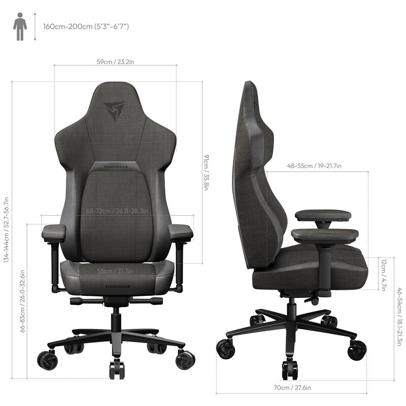 ThunderX3 CORE Loft ergonomisk gamingstol lysegrå stoff - ThunderX3