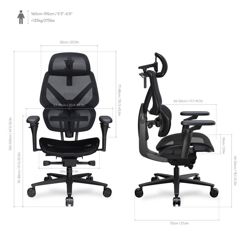 ThunderX3 FLEX Pro ergonomisk gamingstol mesh svart - ThunderX3