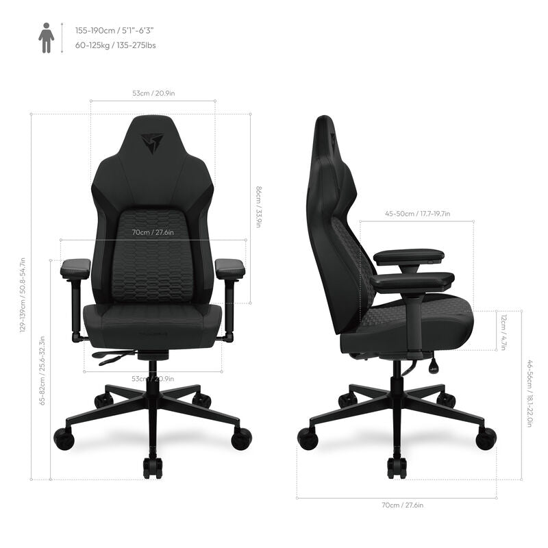 ThunderX3 CORE Smart ergonomisk gamingstol svart - ThunderX3