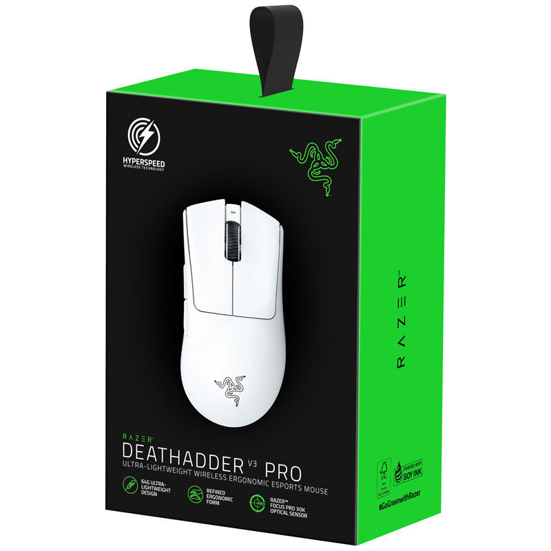 Razer DeathAdder V3 Pro trådløs gamingmus 30K DPI hvit - Razer