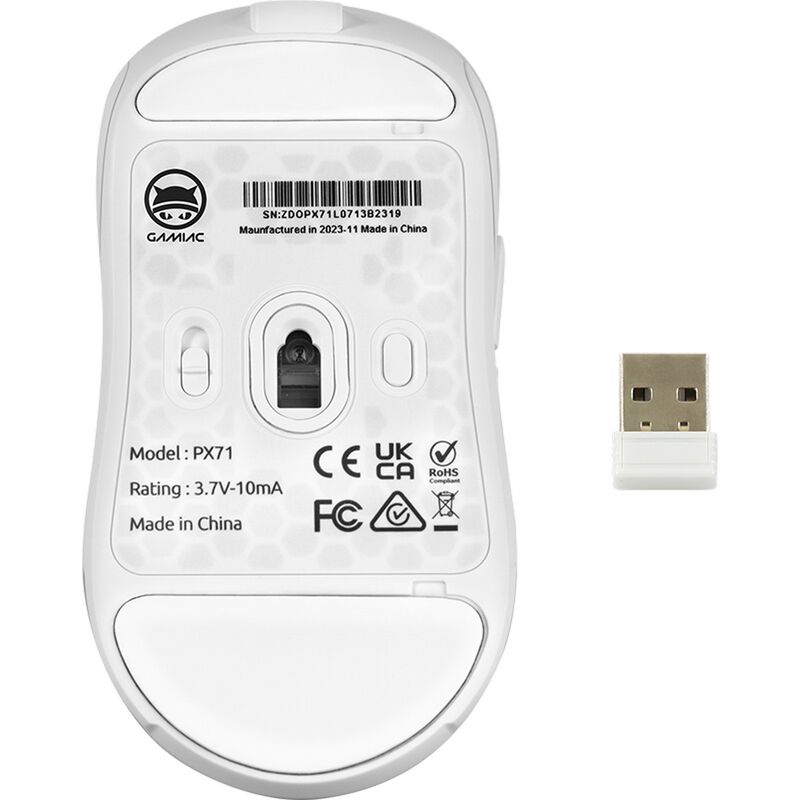 GAMIAC PX71 trådløs gamingmus 16000 DPI 71 g hvit - GAMIAC