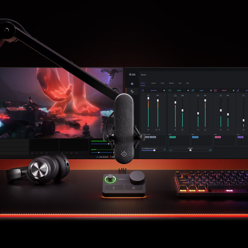 SteelSeries Alias Pro mikrofon med XLR Stream Mixer RGB - SteelSeries