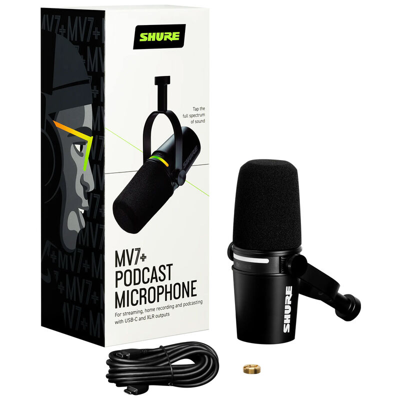 Shure MV7+ podcastmikrofon XLR/USB-C dynamisk hvit - Shure