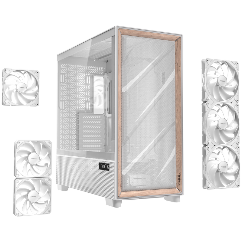 Antec Flux Pro kabinett fulltårn E-ATX herdet glass hvit - Antec