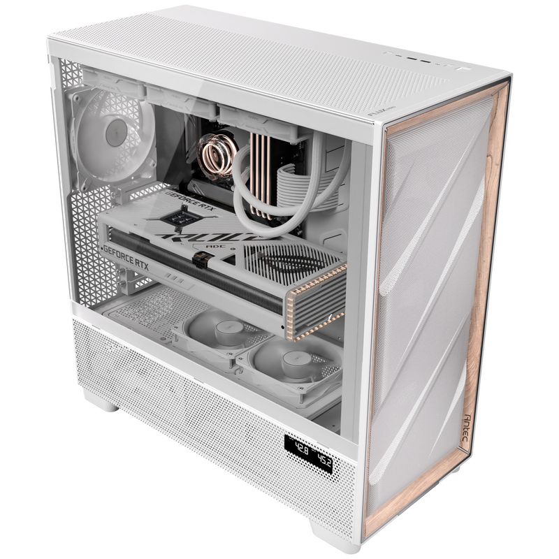 Antec Flux Pro kabinett fulltårn E-ATX herdet glass hvit - Antec