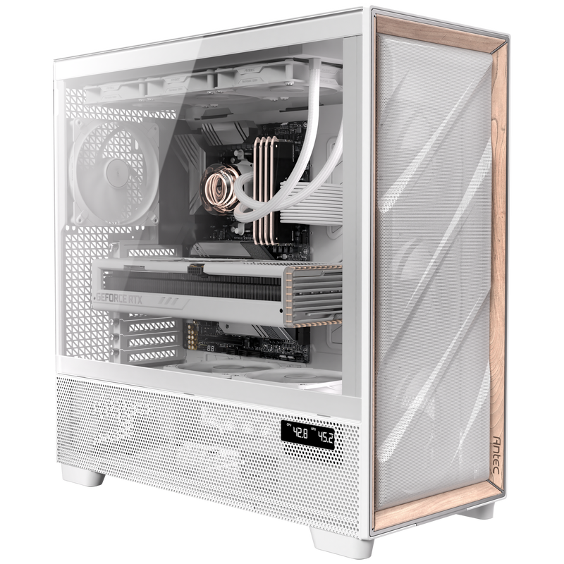 Antec Flux Pro kabinett fulltårn E-ATX herdet glass hvit - Antec