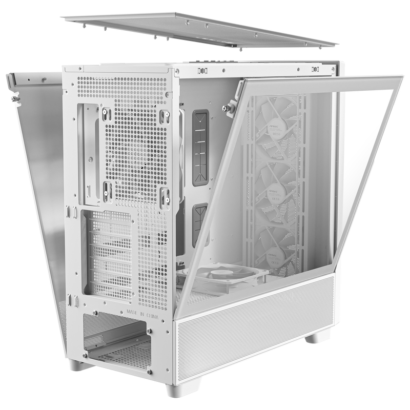 Antec Flux kabinett midtårn E-ATX herdet glass hvit - Antec