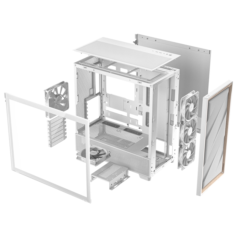 Antec Flux kabinett midtårn E-ATX herdet glass hvit - Antec