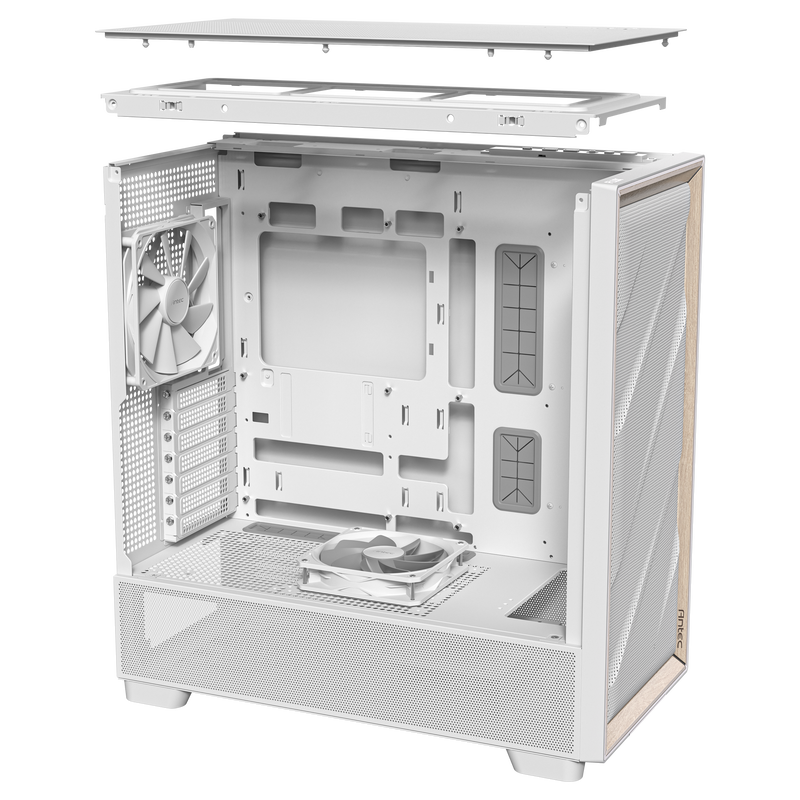 Antec Flux kabinett midtårn E-ATX herdet glass hvit - Antec