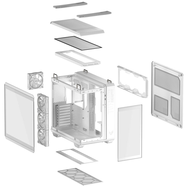 ASUS TUF Gaming GT502 Horizon kabinett midtårn ATX herdet glass - ASUS