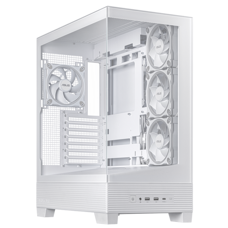 ASUS A31 Plus TG ARGB kabinett midtårn ATX herdet glass hvit - ASUS