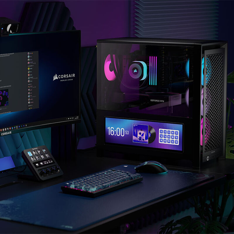Corsair FRAME 4000D LCD RS kabinett midtårn ARGB herdet glass - Corsair