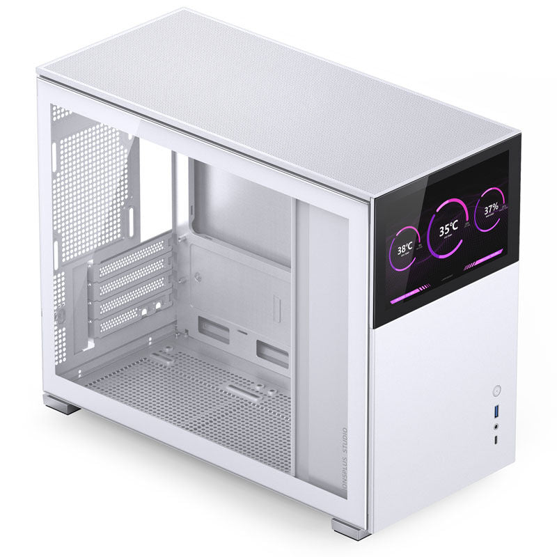 Jonsbo D31 Screen Micro-ATX kabinett herdet glass hvit - Jonsbo