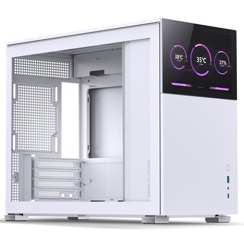 Jonsbo D31 Screen Micro-ATX kabinett herdet glass hvit - Jonsbo