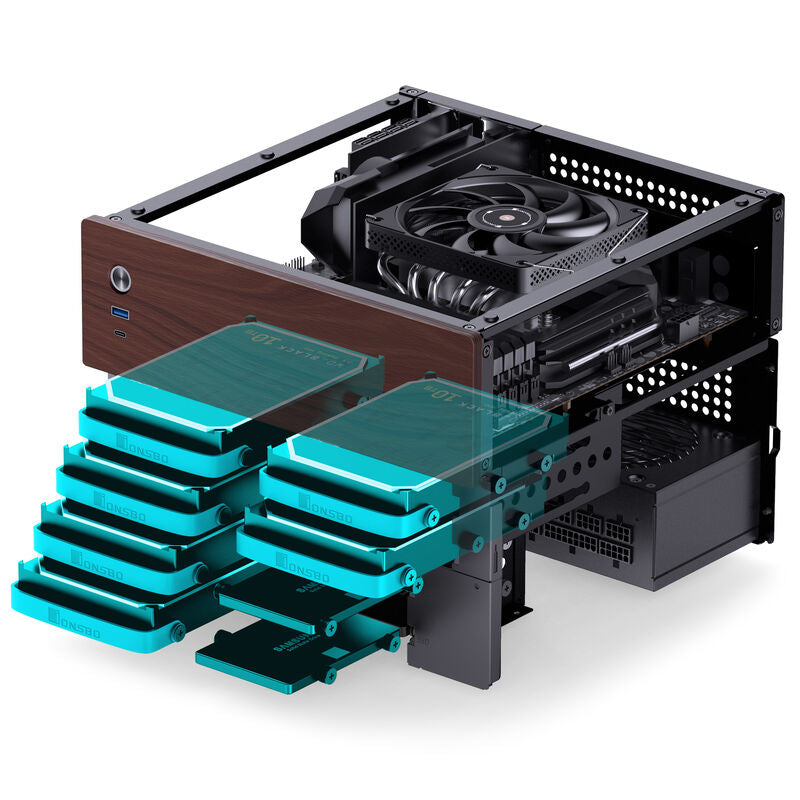 Jonsbo N4 NAS-kabinett Micro-ATX 6x 3,5" hot-swap svart - Jonsbo