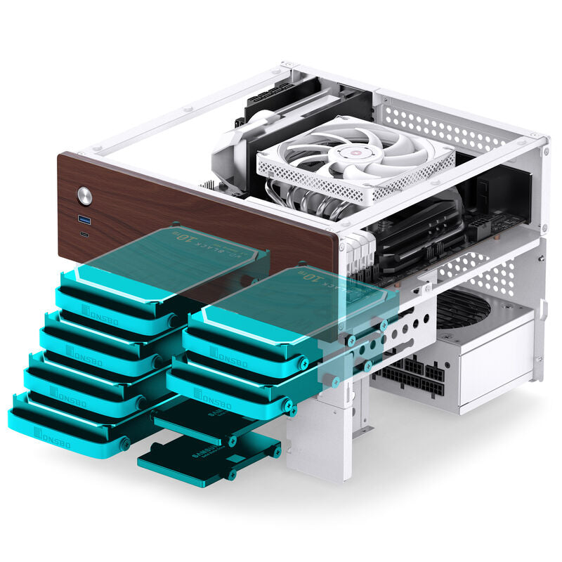 Jonsbo N4 NAS-kabinett Micro-ATX 6x 3,5" hot-swap svart - Jonsbo