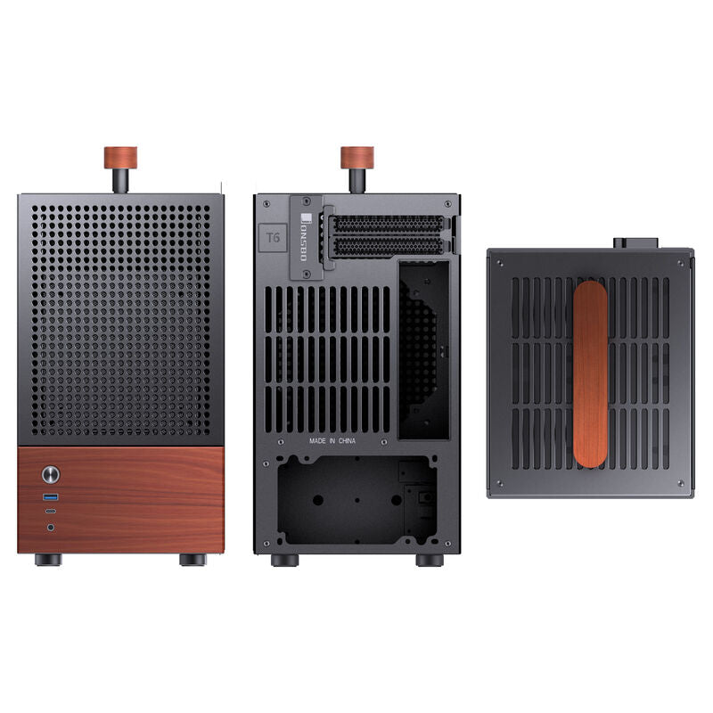 Jonsbo T6 kabinett Mini-ITX herdet glass valnøtt sølv - Jonsbo