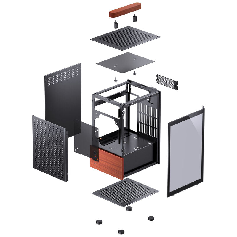 Jonsbo T6 kabinett Mini-ITX herdet glass valnøtt sølv - Jonsbo