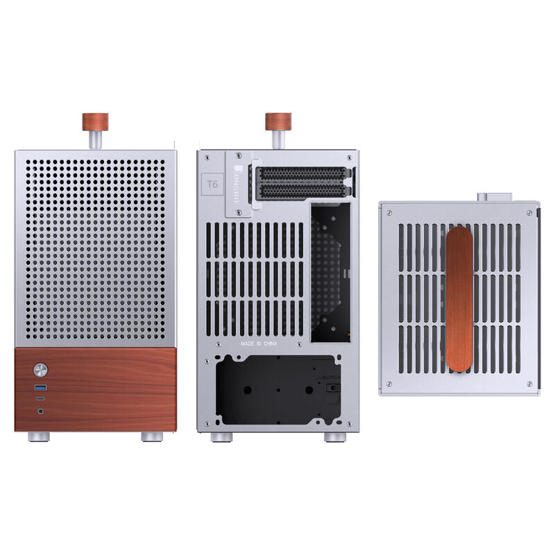 Jonsbo T6 kabinett Mini-ITX herdet glass valnøtt sølv - Jonsbo