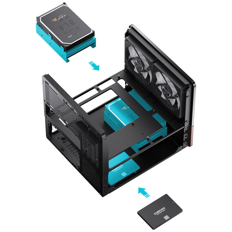 Jonsbo V12 kabinett minitårn Micro-ATX herdet glass hvit - Jonsbo