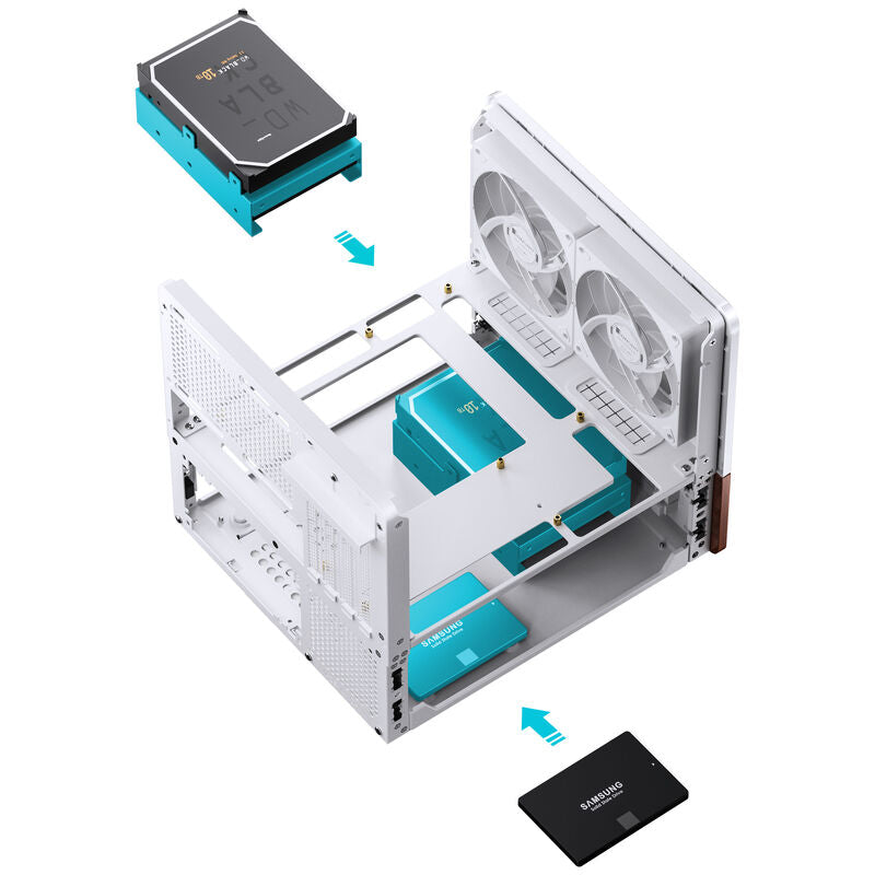 Jonsbo V12 kabinett minitårn Micro-ATX herdet glass hvit - Jonsbo
