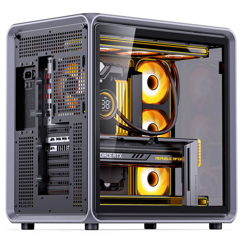 Jonsplus BO400 kabinett midtårn ATX herdet glass grå - Jonsplus