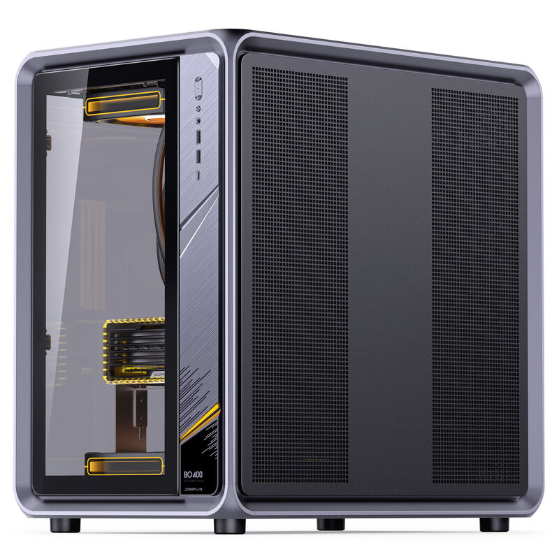 Jonsplus BO400 kabinett midtårn ATX herdet glass grå - Jonsplus