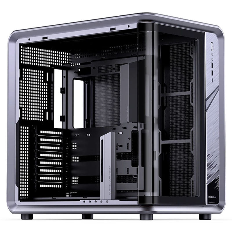 Jonsplus BO400CG kabinett midtårn ATX herdet glass grå - Jonsplus