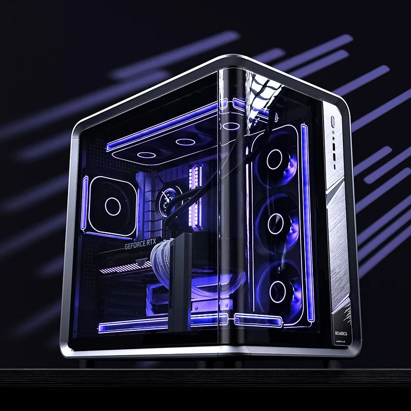 Jonsplus BO400CG kabinett midtårn ATX herdet glass grå - Jonsplus