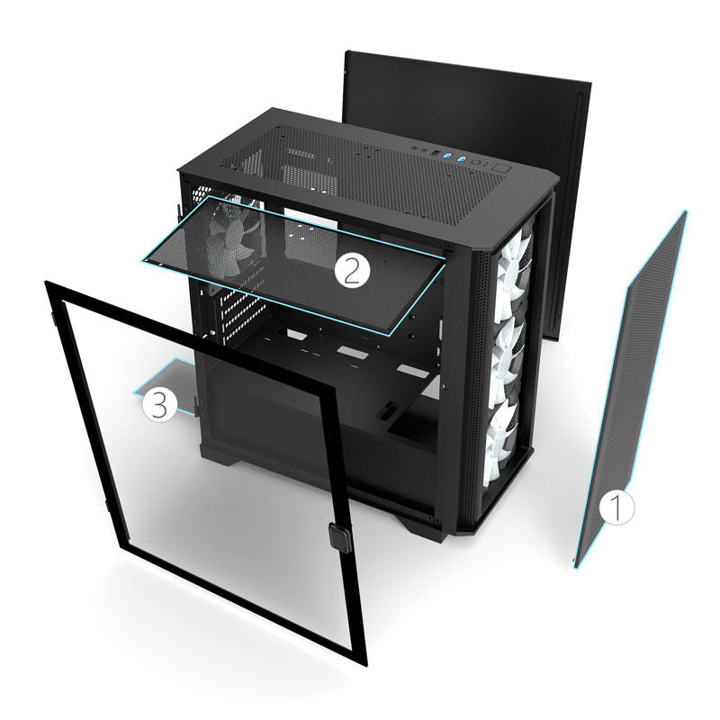 Montech AIR 100 ARGB kabinett Micro-ATX herdet glass svart - Montech