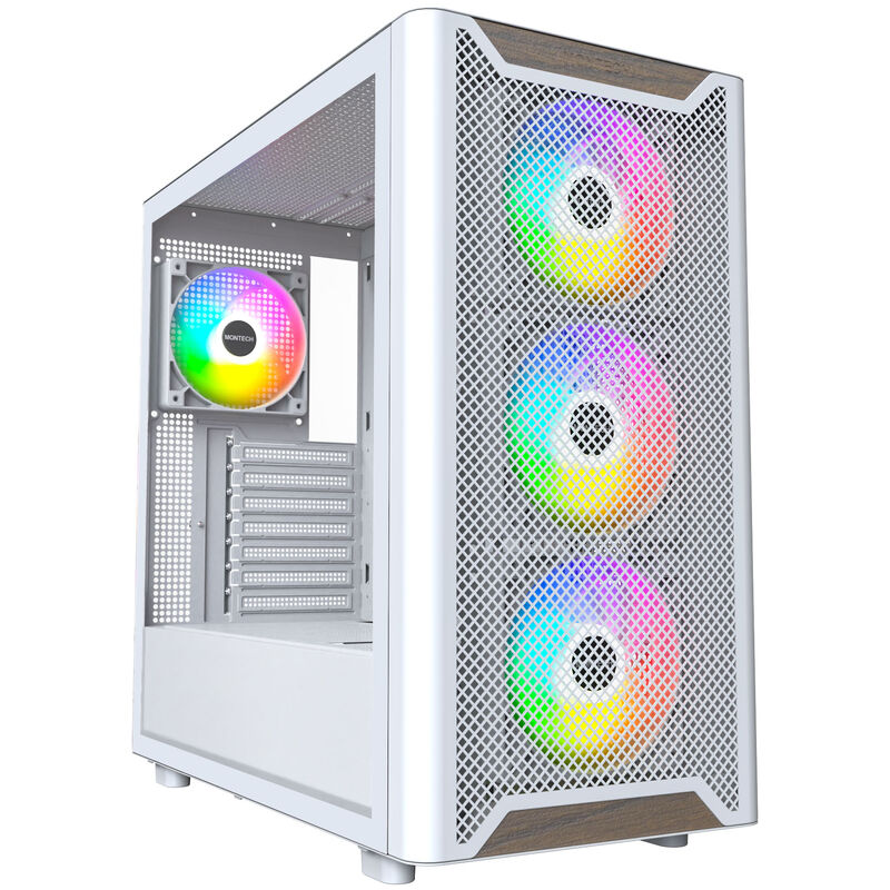 Montech XR Wood kabinett midtårn ATX ARGB herdet glass svart - Montech