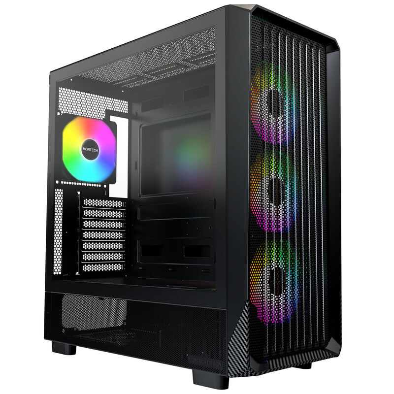 Montech X5 kabinett midtårn E-ATX ARGB herdet glass hvit - Montech