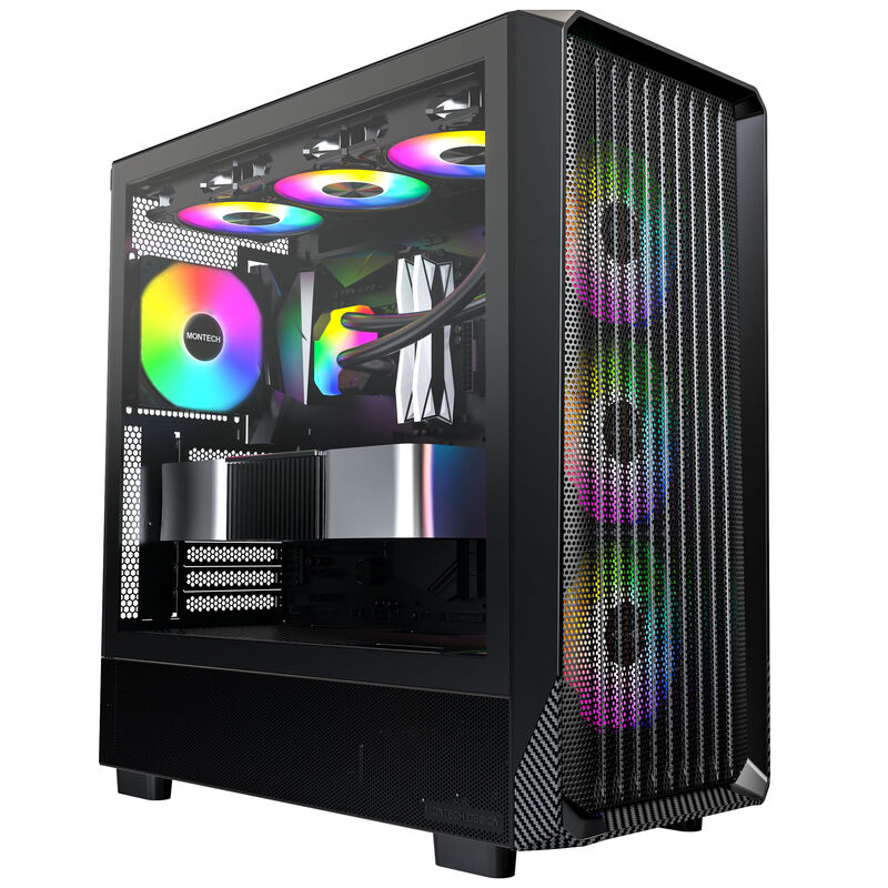 Montech X5 kabinett midtårn E-ATX ARGB herdet glass hvit - Montech
