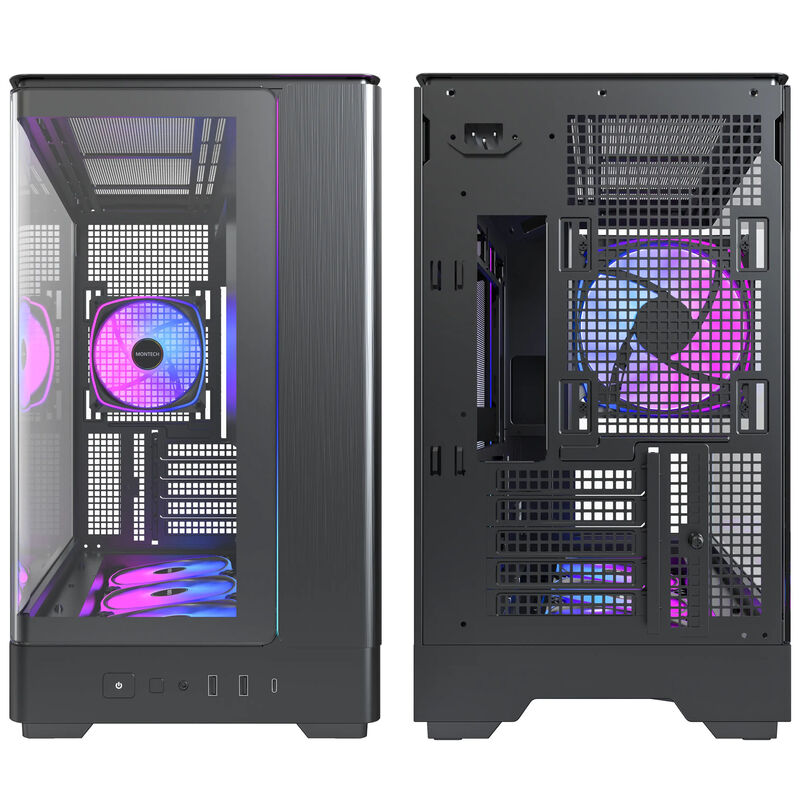 Montech KING 15 PRO kabinett mATX RGB herdet glass hvit - Montech