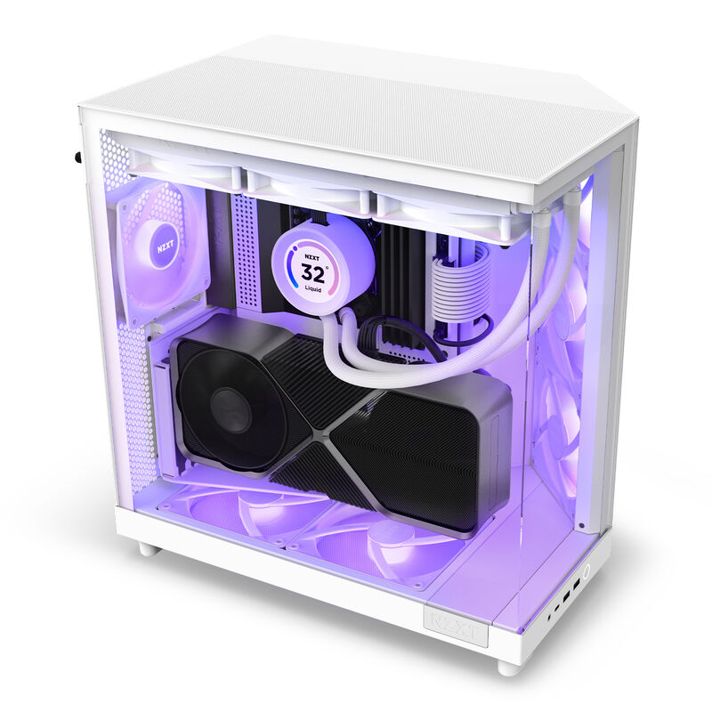 NZXT H6 Flow RGB kabinett midtårn ATX panoramaglass hvit - NZXT