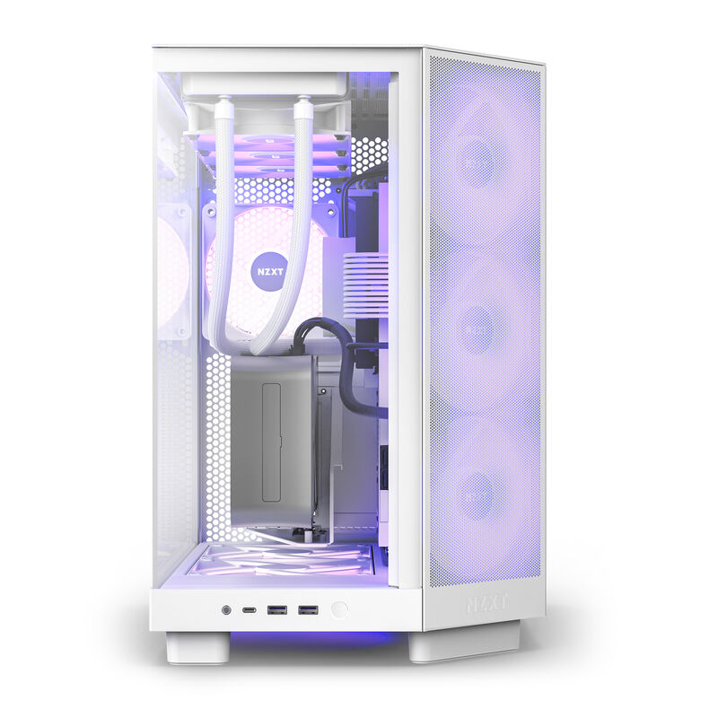 NZXT H6 Flow RGB kabinett midtårn ATX panoramaglass hvit - NZXT