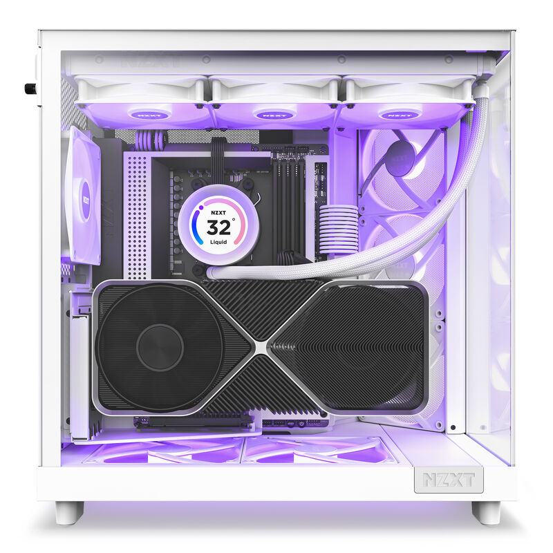 NZXT H6 Flow RGB kabinett midtårn ATX panoramaglass hvit - NZXT