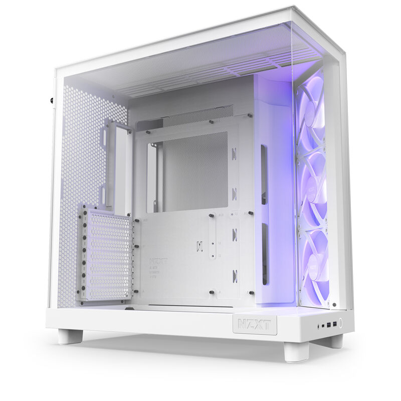 NZXT H6 Flow RGB kabinett midtårn ATX panoramaglass hvit - NZXT