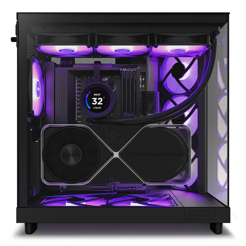 NZXT H6 Flow RGB kabinett midtårn ATX panoramaglass hvit - NZXT