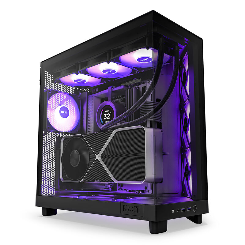 NZXT H6 Flow RGB kabinett midtårn ATX panoramaglass hvit - NZXT