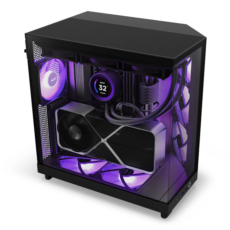 NZXT H6 Flow RGB kabinett midtårn ATX panoramaglass hvit - NZXT