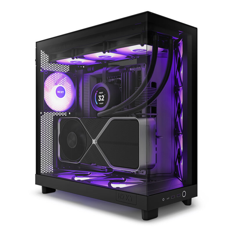 NZXT H6 Flow RGB kabinett midtårn ATX panoramaglass hvit - NZXT