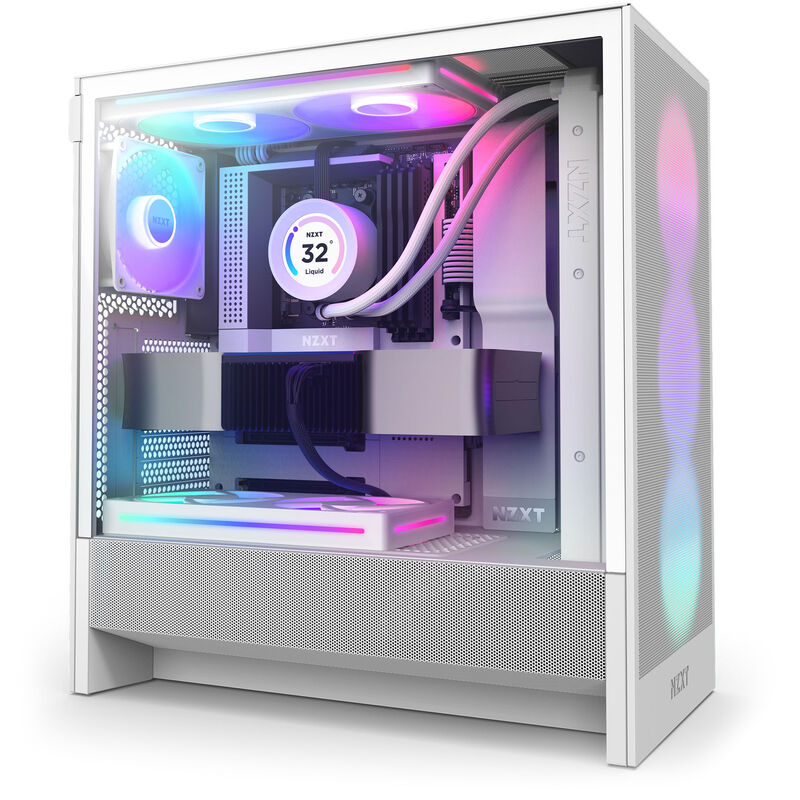 NZXT H5 Flow RGB kabinett midtårn ATX herdet glass svart - NZXT