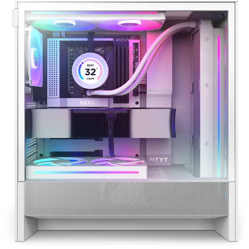 NZXT H5 Flow RGB kabinett midtårn ATX herdet glass svart - NZXT