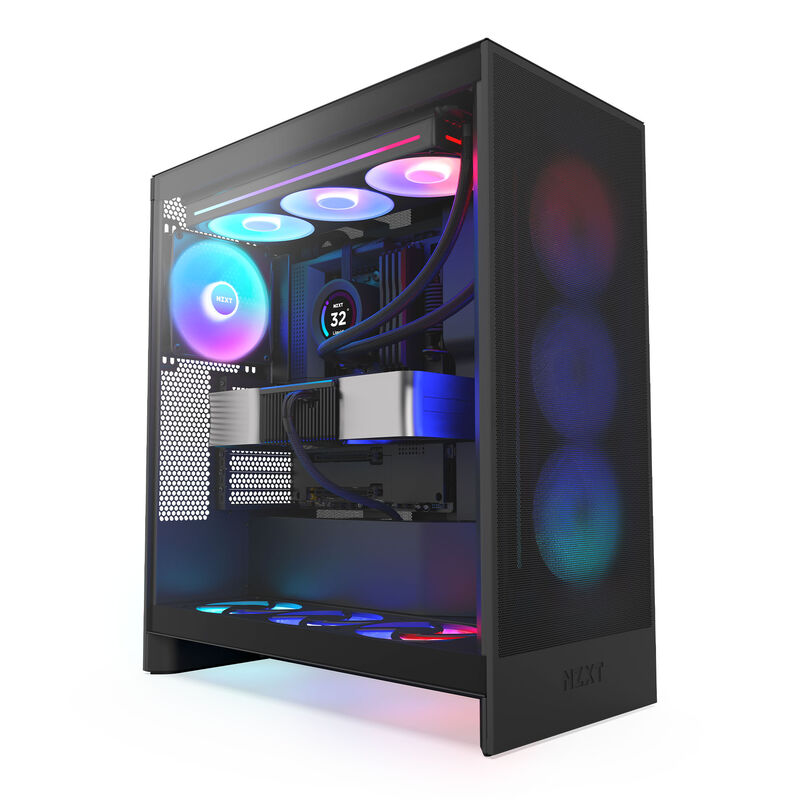 NZXT H7 Flow RGB kabinett midtårn E-ATX herdet glass hvit - NZXT