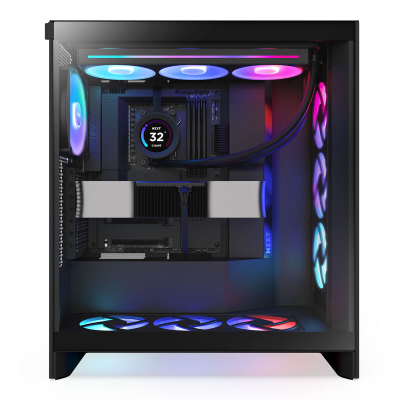 NZXT H7 Flow RGB kabinett midtårn E-ATX herdet glass hvit - NZXT
