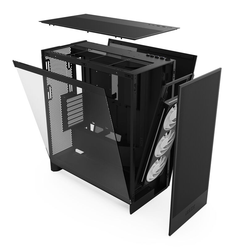 NZXT H7 Flow RGB kabinett midtårn E-ATX herdet glass hvit - NZXT